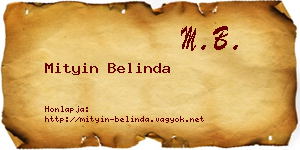 Mityin Belinda névjegykártya